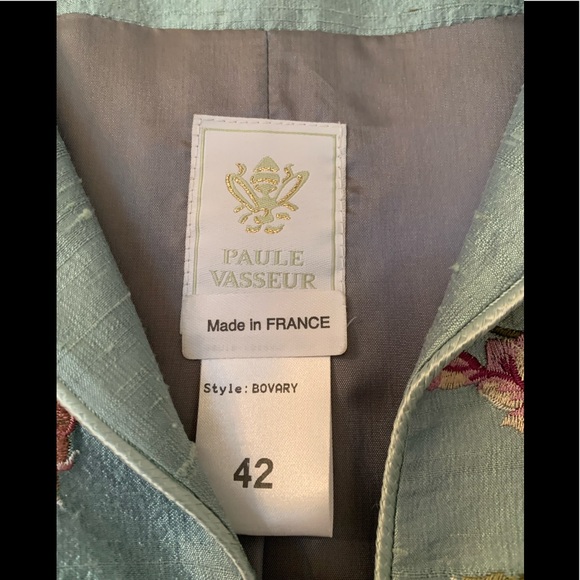 Vintage Paule Vasseur Made In France 100% Silk Embroidered Pant Suit - Picture 6 of 16